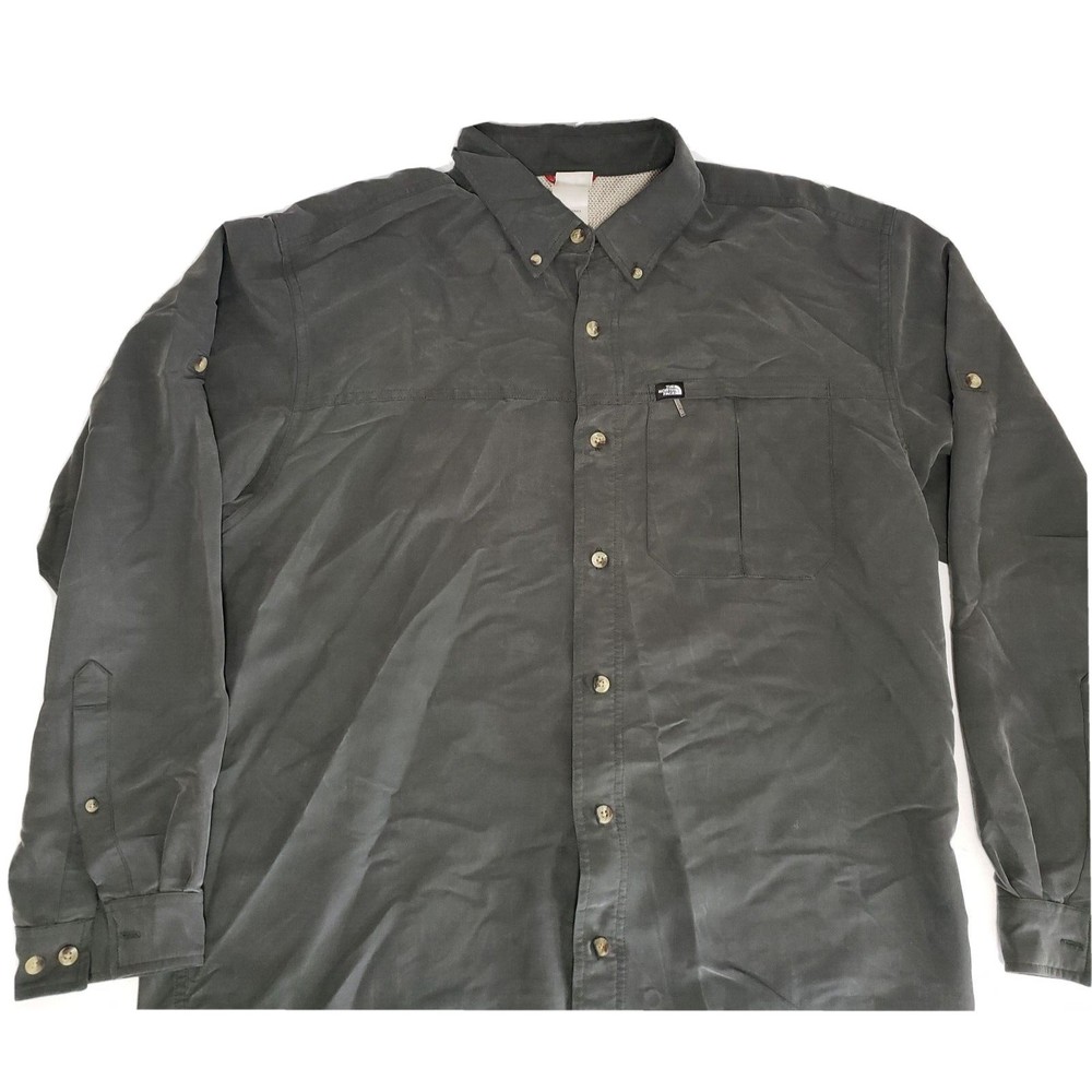 The North Face Modal Blend Shirt Mens Large Green Long Sleeve Button Down